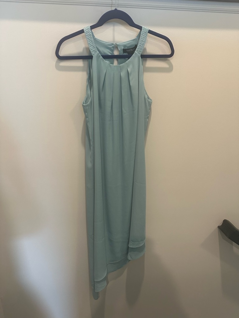 White House Black Market Aqua Asymmetrical Halter Dress